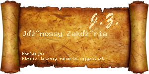 Jánossy Zakária névjegykártya